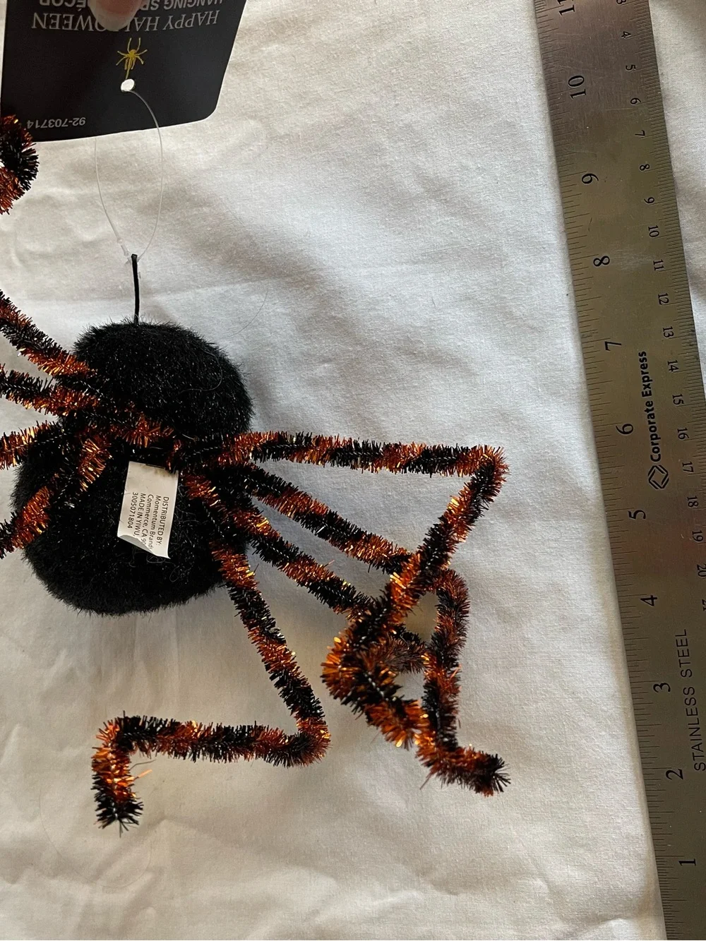 3 Vintage Posable Spiders With Black Netting for web Halloween Decor Props